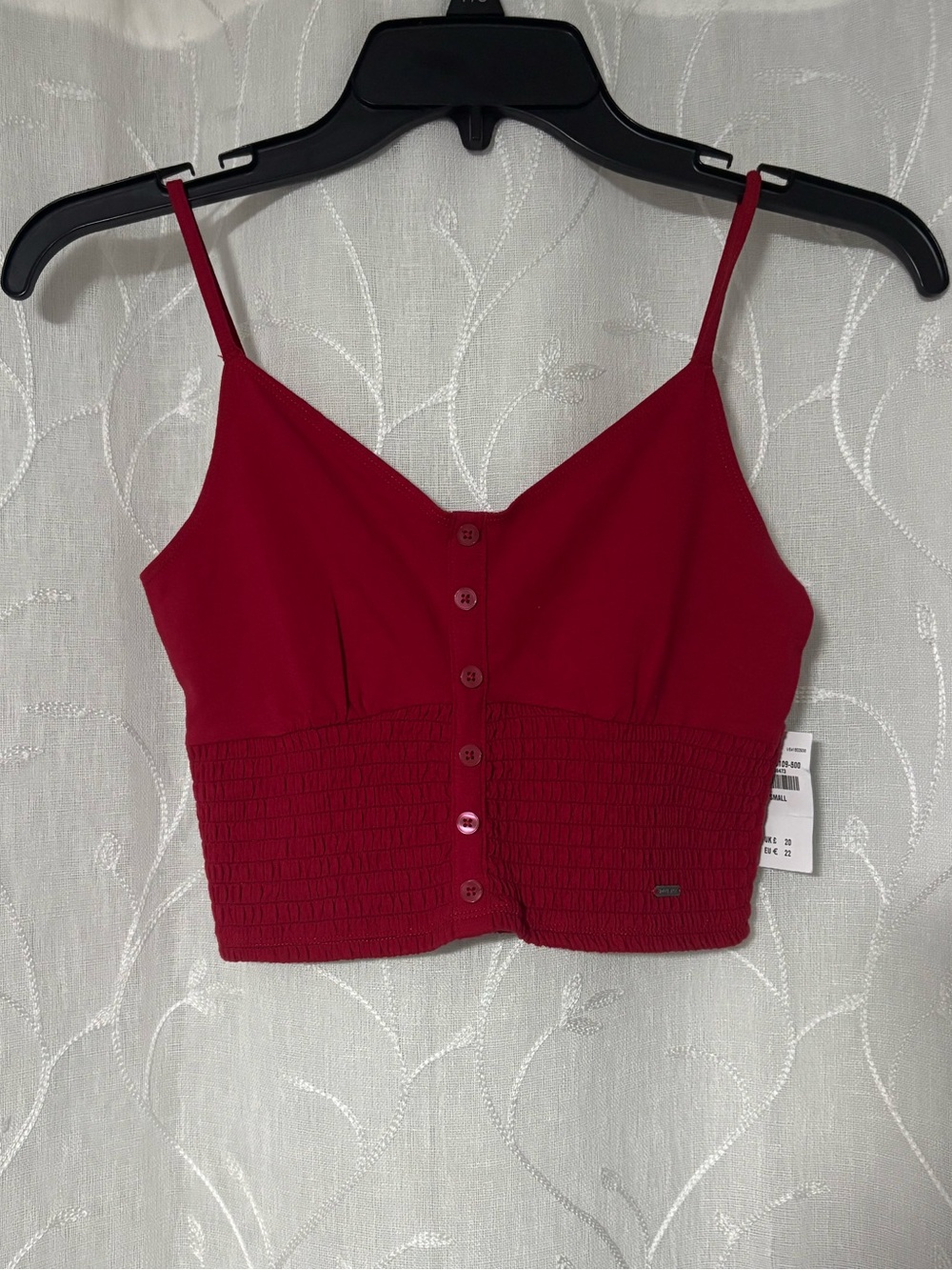 Hollister Red Smocked Button-Front Cropped Cami